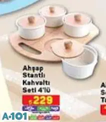 AHŞAP STANTLI KAHVALTI SETİ 4'LÜ